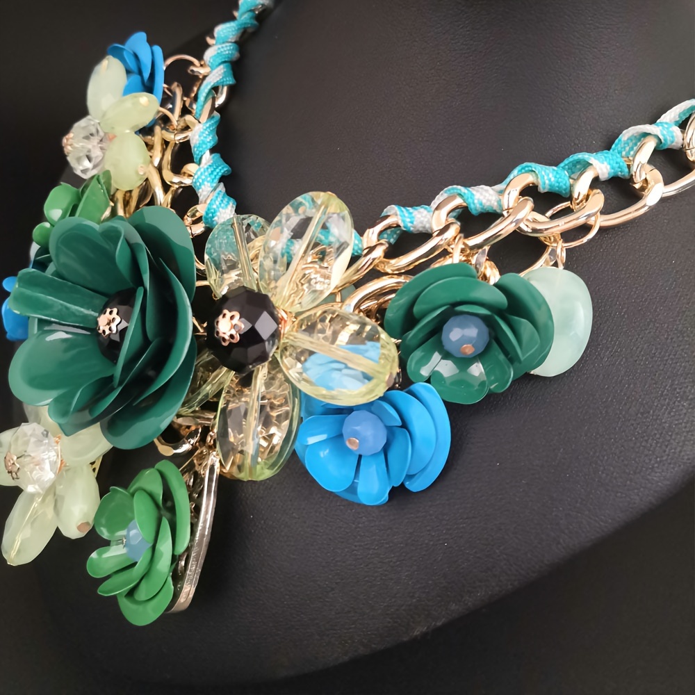 Boho Braided Rope Flower Pendant Necklace